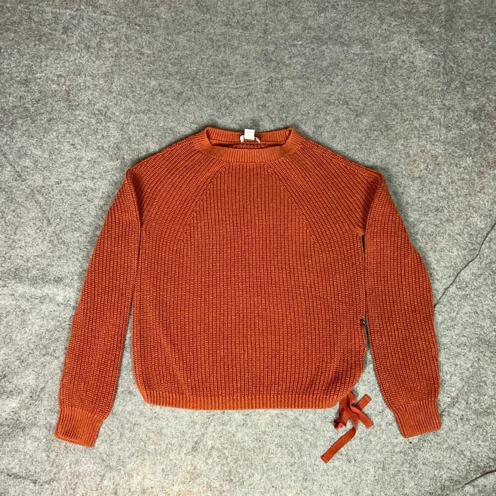 Sundance Womens‎ Sweater Extra Small Orange Ribbed Side Lace Up Boho Cozy Fall